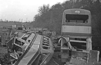 Two Birmingham City Transport buses in scrap yard