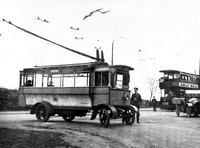 Leeds trolleybus U 8406 + tram 333