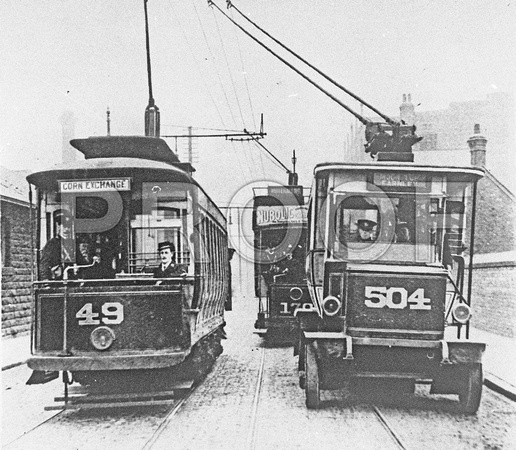 Leeds trolleybus 504 + tram 49