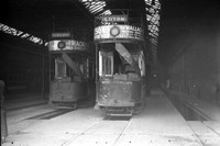 Chatham. Two Trams in Depot. Unidentified.