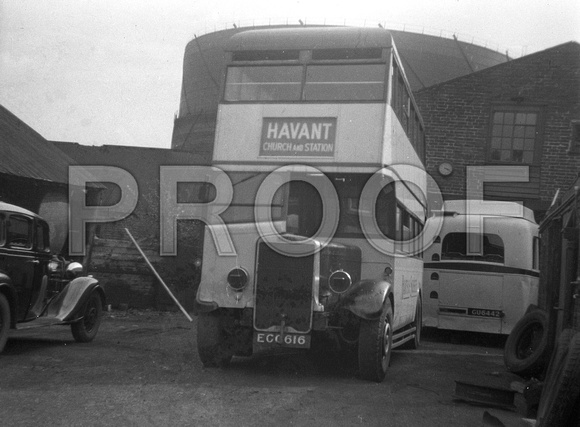 ECG 616 Hants & Sussex LDO51 Leyland TD7 Brush @ Emsworth (Sutton Road depot)