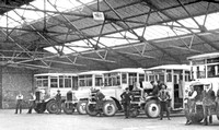 DM 2123, Leyland G6, Leyland B32R, White Rose 26, + others in bus depot